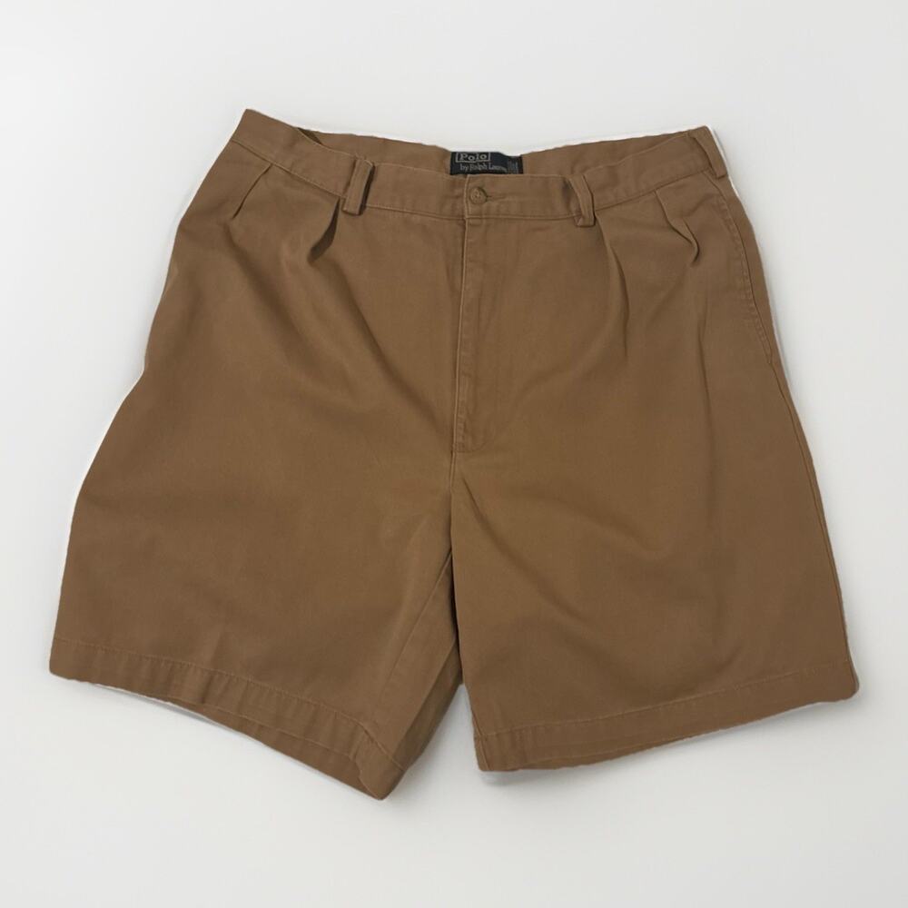 Polo Ralph Lauren Khaki Shorts 36 Men's Vintage Pleated Front Preppy Casual